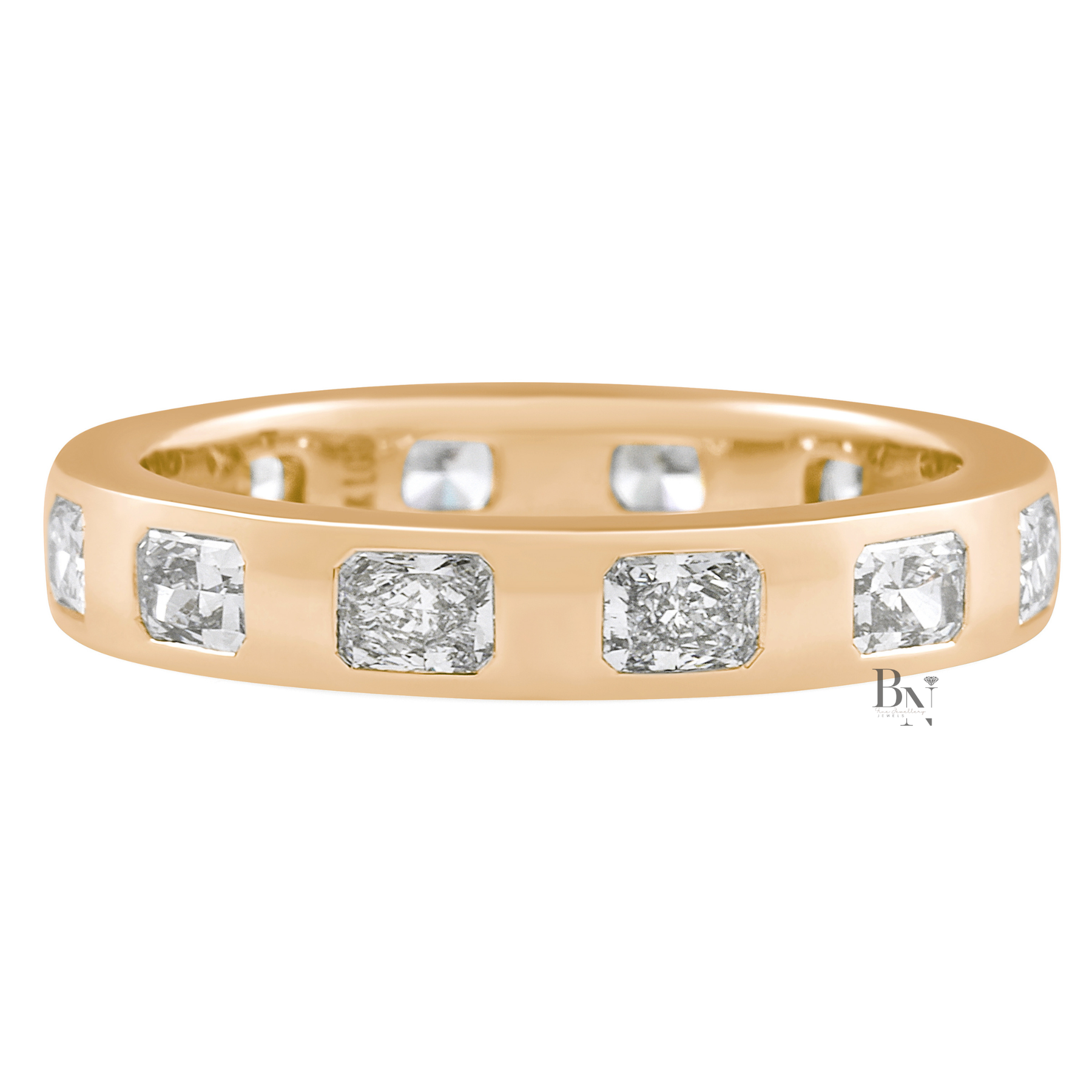 Radiant Cut Lab Diamond Band, 1.20 CTW Flush Set Wedding Ring, 14K Gold Bridal Stacking Ring