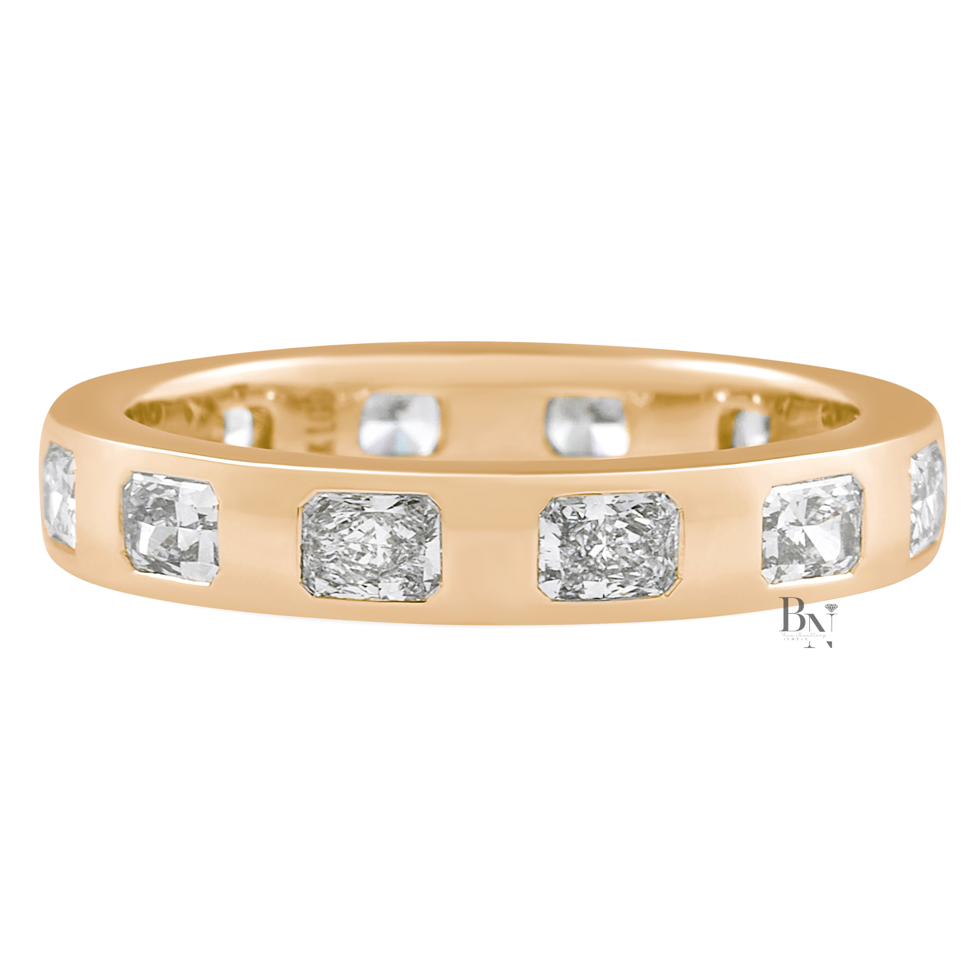 Radiant Cut Lab Diamond Band, 1.20 CTW Flush Set Wedding Ring, 14K Gold Bridal Stacking Ring