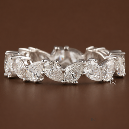 2.89ct Pear Lab Grown Diamond Eternity Band, 14K Gold Zig Zag Wedding Ring, 4.4mm Angled Statement Stacking Band (Copy)