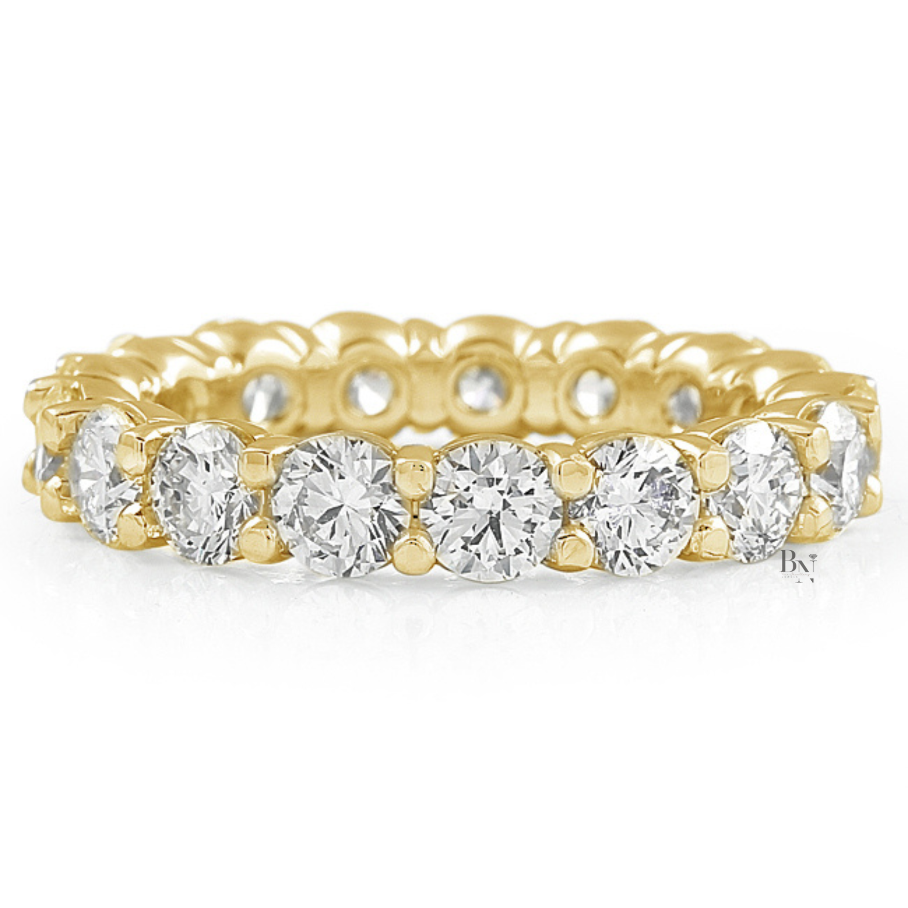 3.10ct Round Diamond Eternity Band, 3.7mm Shared Prong Wedding Ring, Classic Closed Basket Anniversary