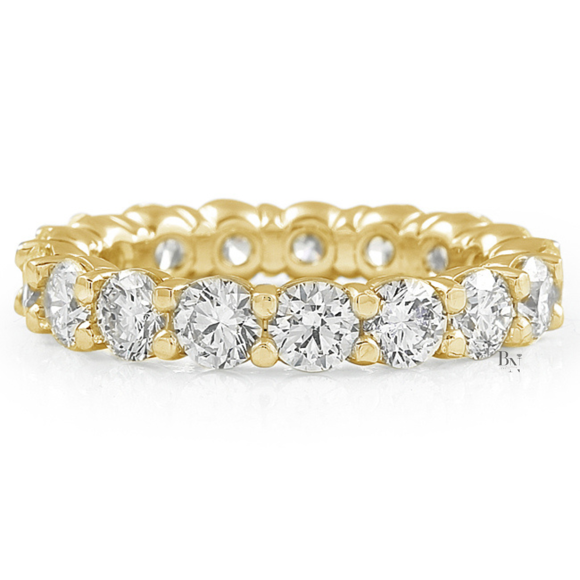 3.10ct Round Diamond Eternity Band, 3.7mm Shared Prong Wedding Ring, Classic Closed Basket Anniversary