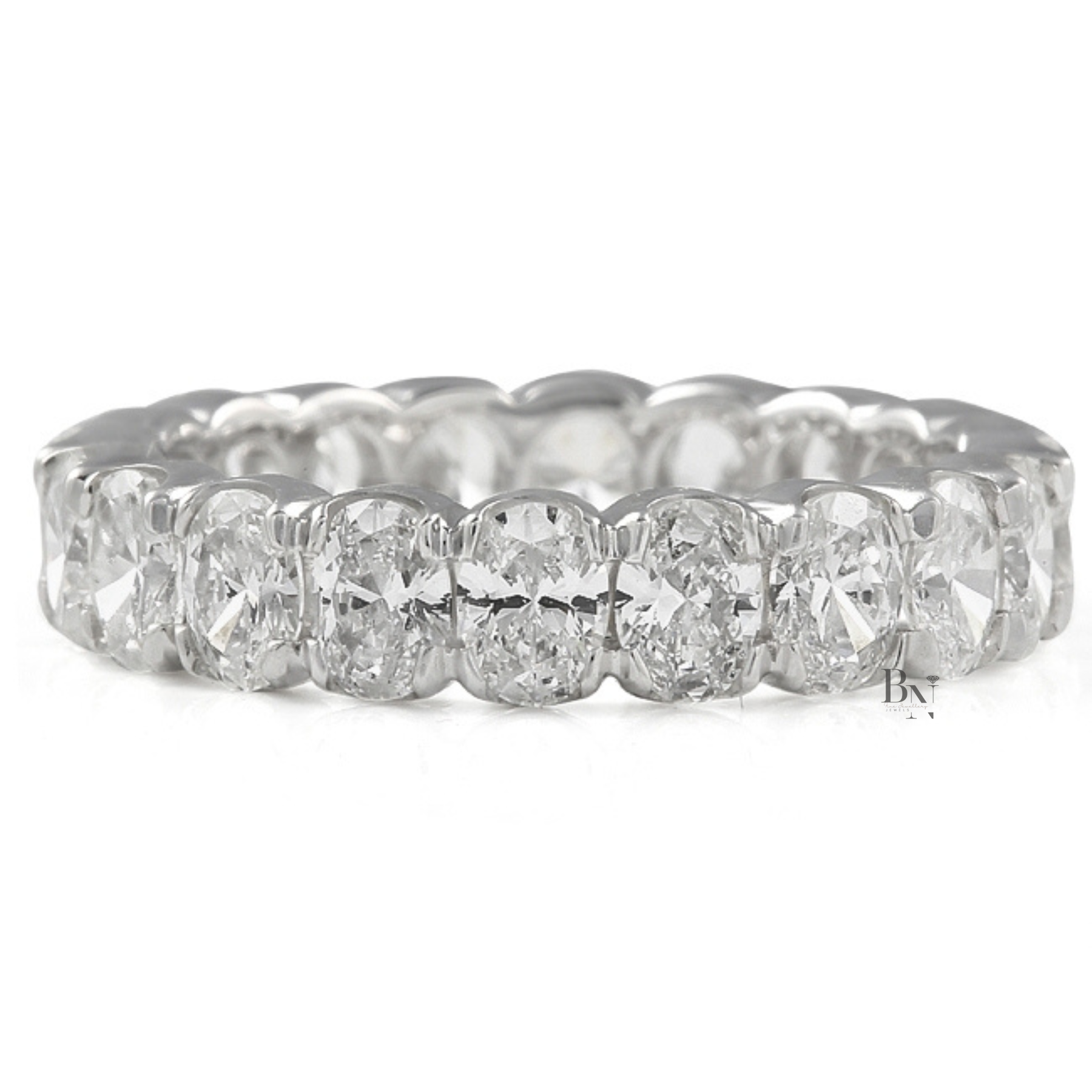 3.04ct Oval Lab Grown Diamond Eternity Band, Low Profile Wedding Ring, 4.2mm Wide
