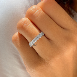Oval Lab Diamond Eternity Band, 2.20 CTW Open Airline Basket Ring, Solid Gold Bridal Stacking Wedding Band