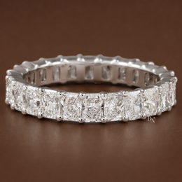 2.40ct Radiant Cut Eternity Band, Lab Grown Diamond Wedding Ring, 3.7mm Shared Prong