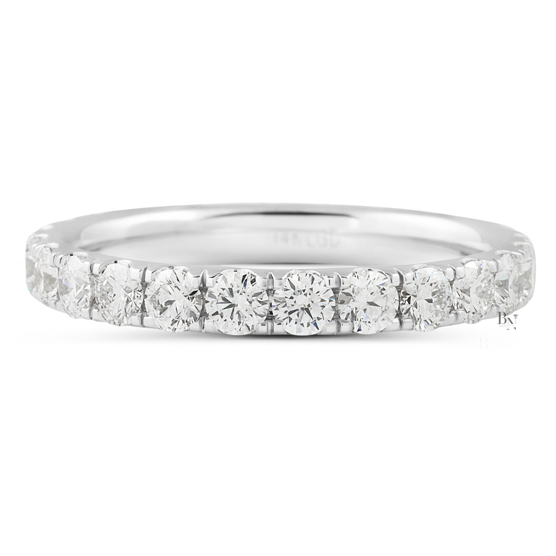 1.30ct Lab Grown Diamond Eternity Band, 14K Gold Pave Wedding Ring, 2.6mm Round Brilliant Anniversary