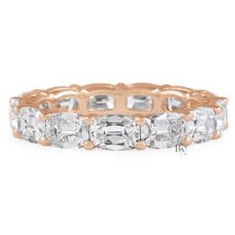East West Antique Cushion Eternity Band, 4.10CT Lab Diamond Wedding Ring, Horizontal Shared Prong Band