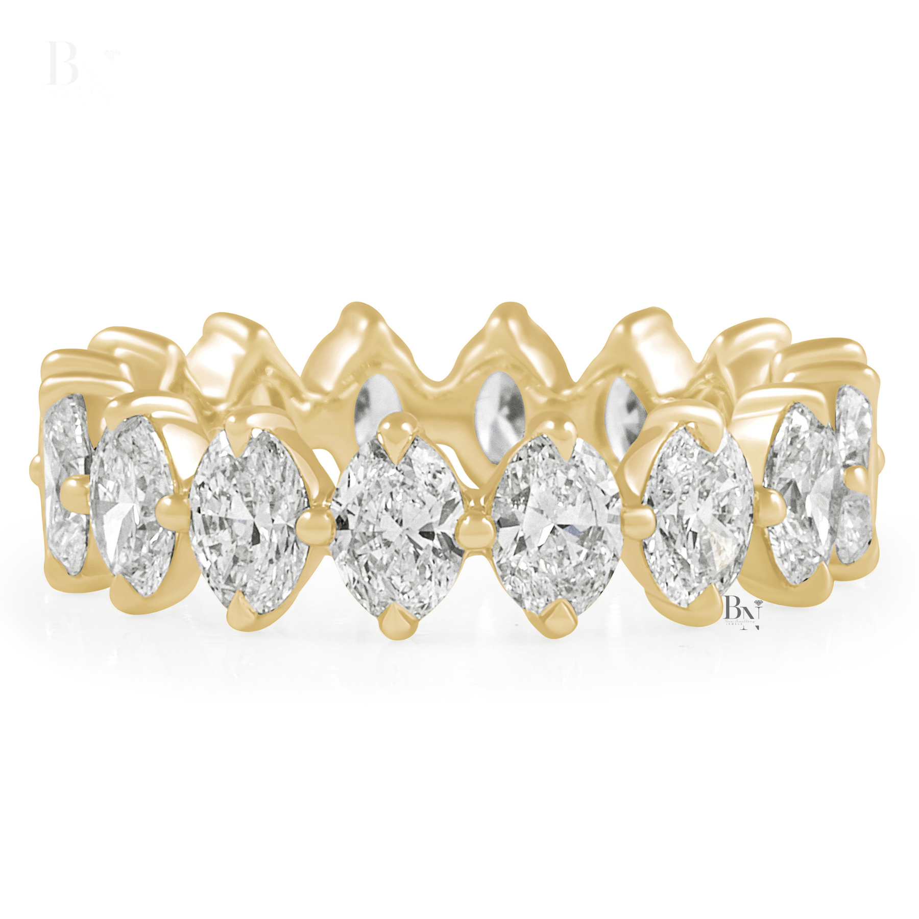 Oval Lab Diamond Eternity Band, 3.30 CTW Compass Prong Wedding Ring, 14K Gold Bridal Stacking Ring