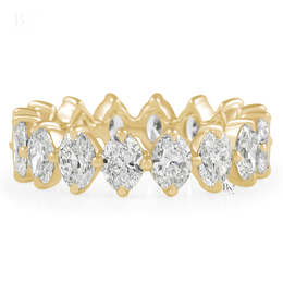 Oval Lab Diamond Eternity Band, 3.30 CTW Compass Prong Wedding Ring, 14K Gold Bridal Stacking Ring