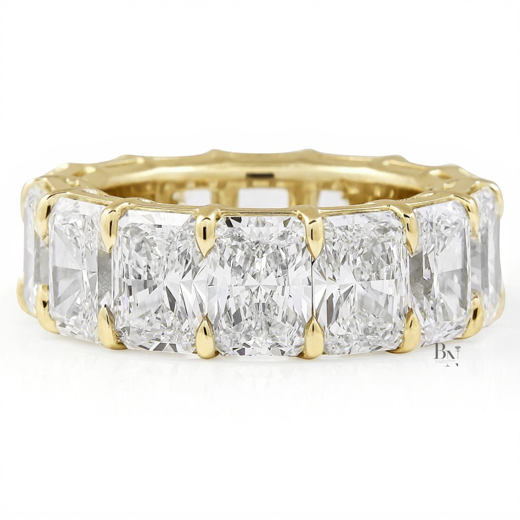 14.50ct Radiant Cut Eternity Band, Lab Grown Diamond Wedding Ring, 7.6mm Wide Chunky Statement