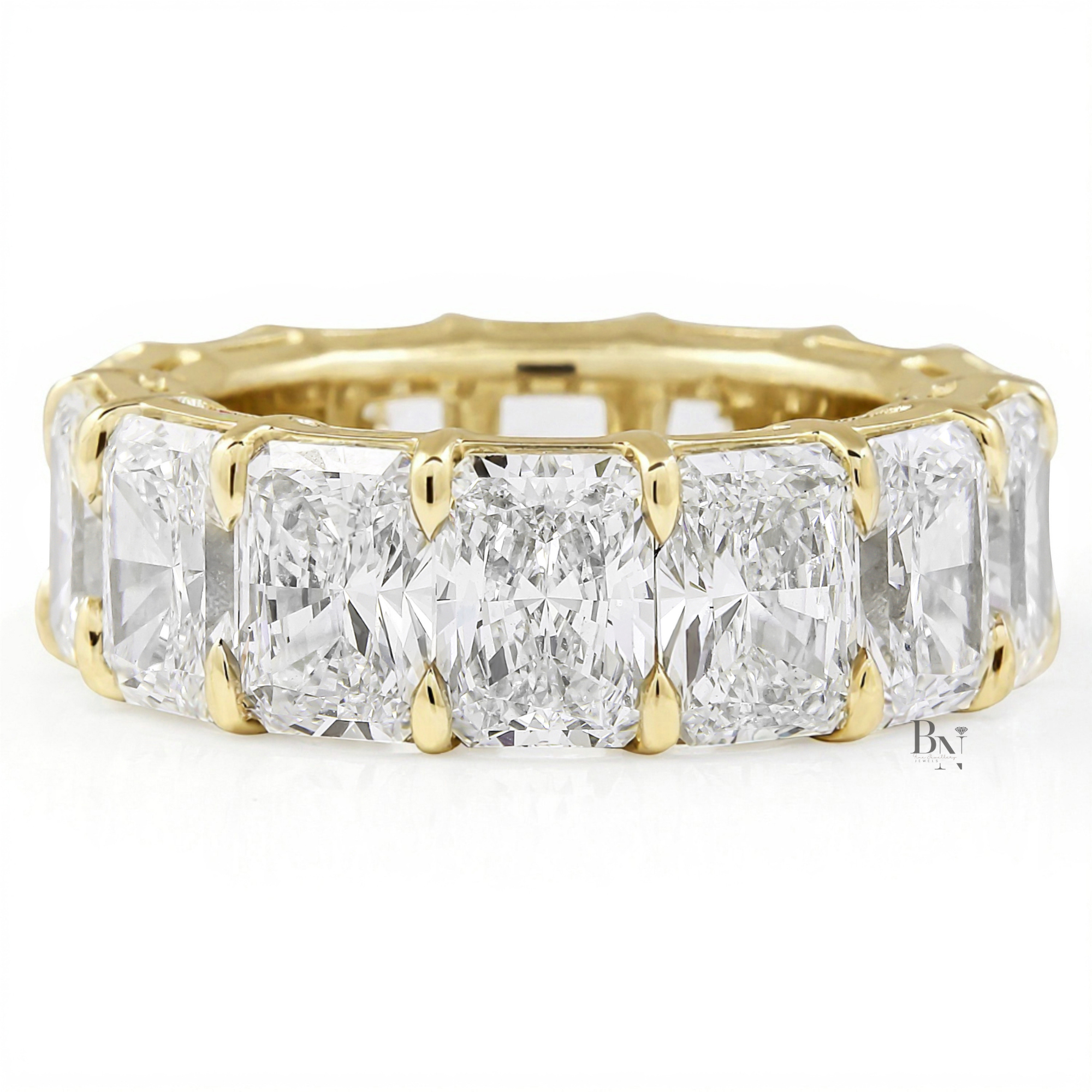 14.50ct Radiant Cut Eternity Band, Lab Grown Diamond Wedding Ring, 7.6mm Wide Chunky Statement