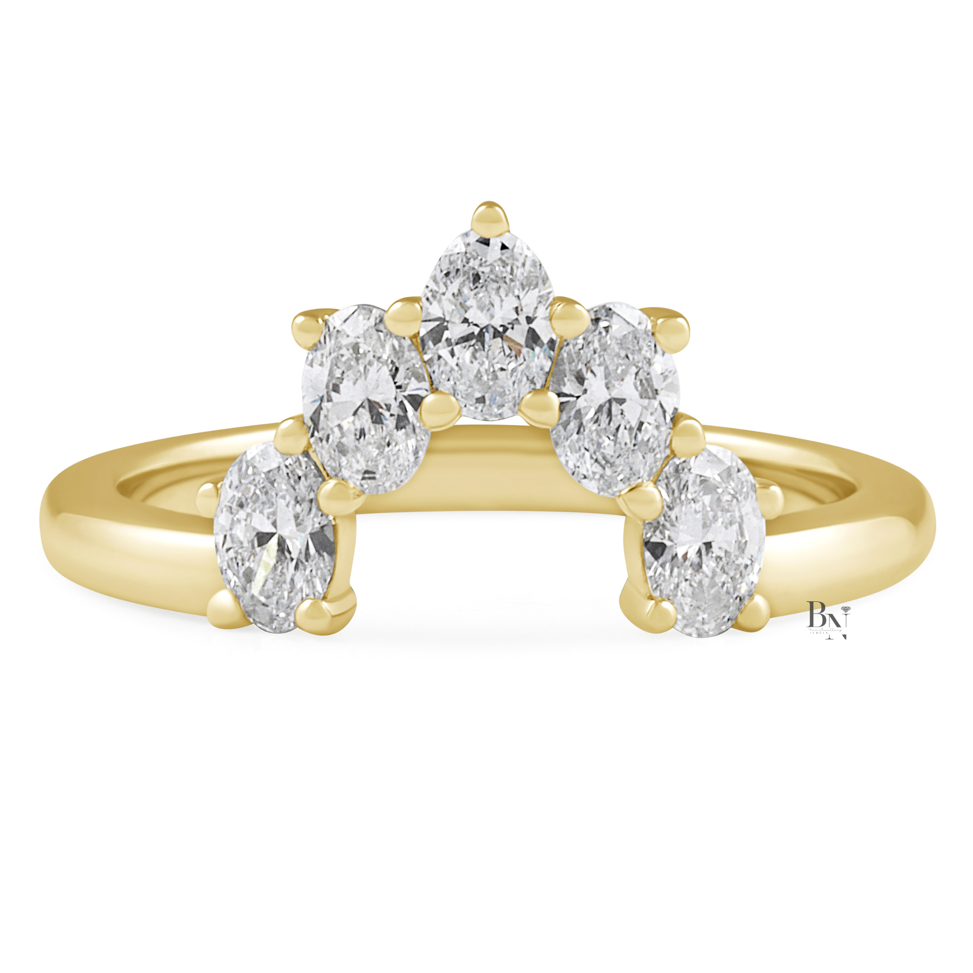 Oval Lab Diamond Tiara Band, 0.65 CTW Curved Wedding Ring, 14K Gold Stacking Ring