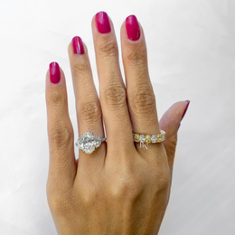 4.45ctw Alternating Oval Diamond Eternity Band, Fancy Yellow Lab Grown Wedding Ring, 14K Gold