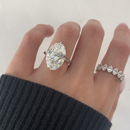 Oval Lab Diamond Eternity Band, 3.30 CTW Compass Prong Wedding Ring, 14K Gold Bridal Stacking Ring