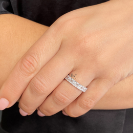 3.60CTW Alternating Emerald and Radiant Lab Diamond Band, Mixed Shape Full Eternity Ring, 14K Gold Wedding Band
