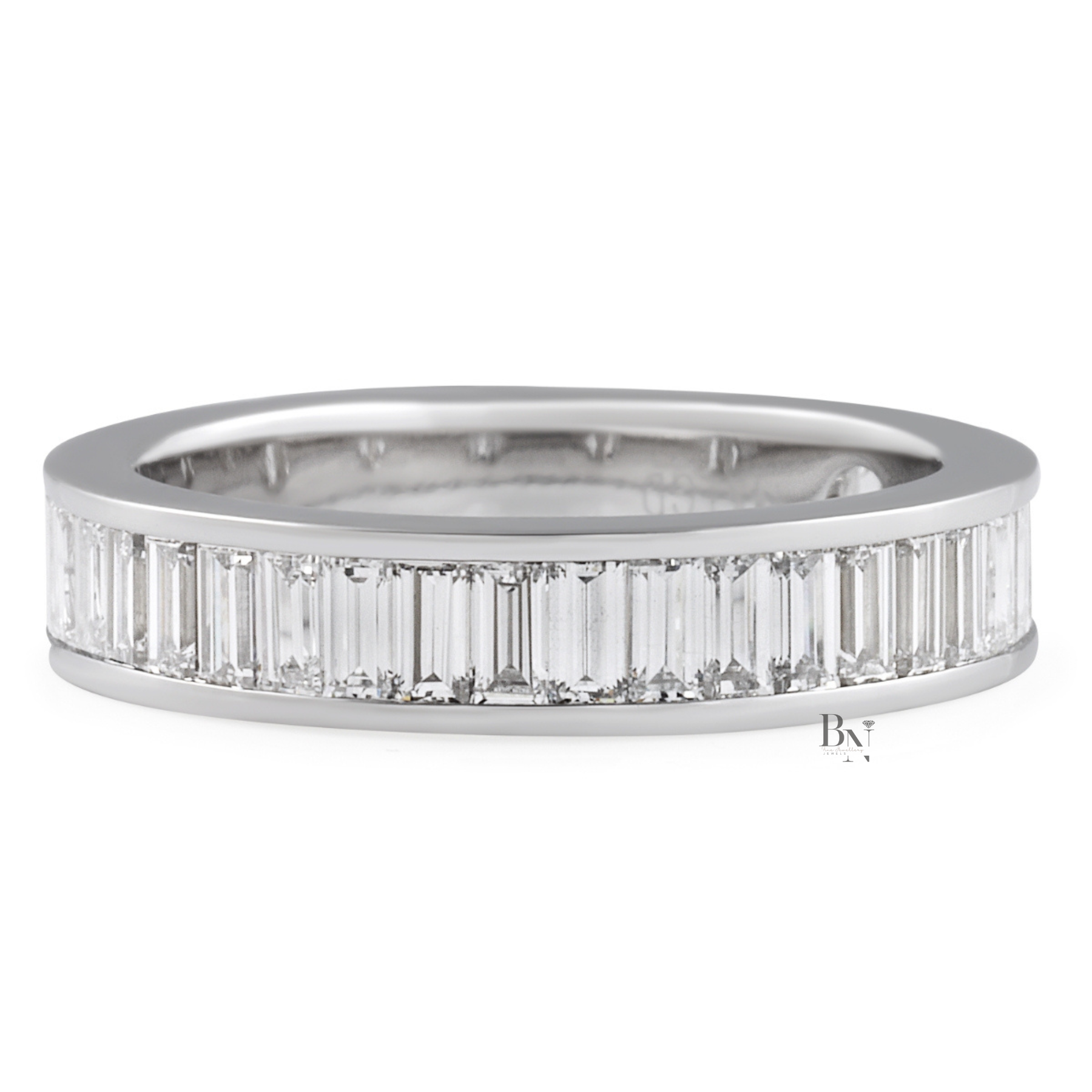 Baguette Lab Diamond Wedding Band, 3/4 Channel Set Eternity Ring, 1.5CTW 14K Gold Band, 4.3mm Wide