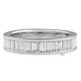 Baguette Lab Diamond Wedding Band, 3/4 Channel Set Eternity Ring, 1.5CTW 14K Gold Band, 4.3mm Wide