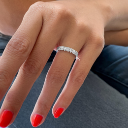 Alternating Pear and Radiant Lab Diamond Wedding Band, 0.90 CTW Half Eternity Ring, Dainty Stackable