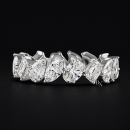 3.20ct Multi Shape Lab Grown Diamond Eternity Band, Mixed Cut Slanted Wedding Ring, 5mm