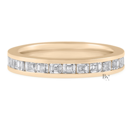 Asscher Cut Lab Diamond Band, 1.70 CTW Channel Set Eternity Ring, 14K Gold Bridal Stacking Ring