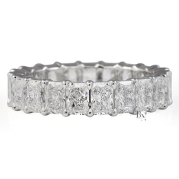 Radiant Cut Lab Diamond Eternity Band, 3.10 TCW Low Profile Wedding Ring, Handmade Gold Brida