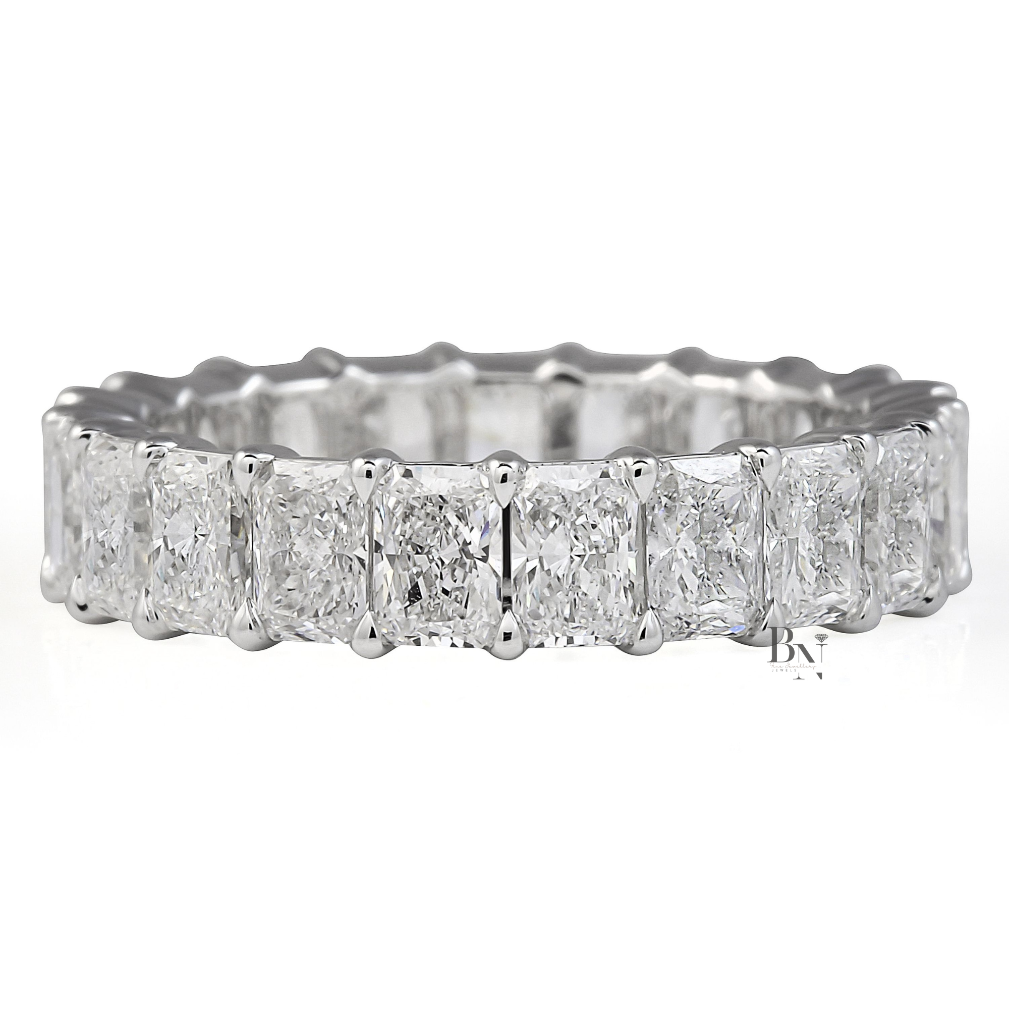 Radiant Cut Lab Diamond Eternity Band, 3.10 TCW Low Profile Wedding Ring, Handmade Gold Brida