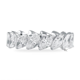 Marquise Lab Diamond Eternity Band, 3.40 CTW Slanted Wedding Ring, 5.1mm White Gold Anniversary Band