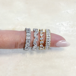 2.89ct Pear Lab Grown Diamond Eternity Band, 14K Gold Zig Zag Wedding Ring, 4.4mm Angled Statement Stacking Band (Copy)