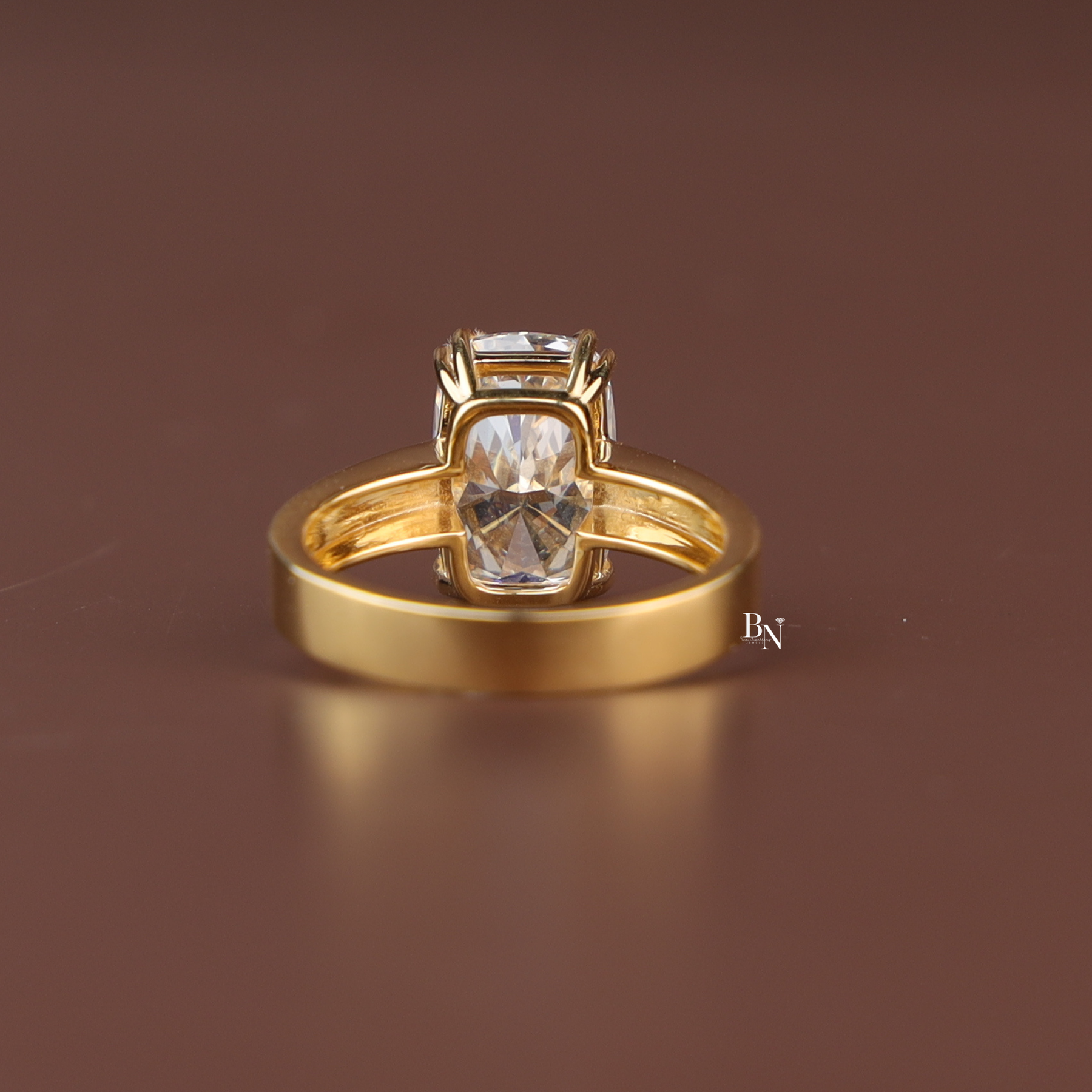 3ct Elongated Cushion Cut Lab Grown Diamond Engagement Ring, Modern Thick Band Solitaire Ring