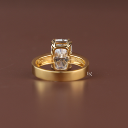 3ct Elongated Cushion Cut Lab Grown Diamond Engagement Ring, Modern Thick Band Solitaire Ring