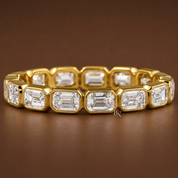 East West Bezel Set Eternity Band, 1.40CT Lab Diamond Wedding Ring, Horizontal Emerald Cut Band