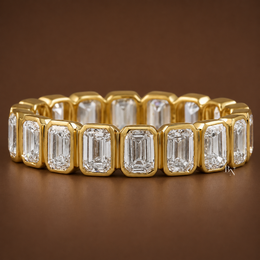 2.30ct Bezel Eternity Band, Emerald Cut Lab Diamond Wedding Ring, 4.8mm Wide Low Profile Anniversary Stacking Band
