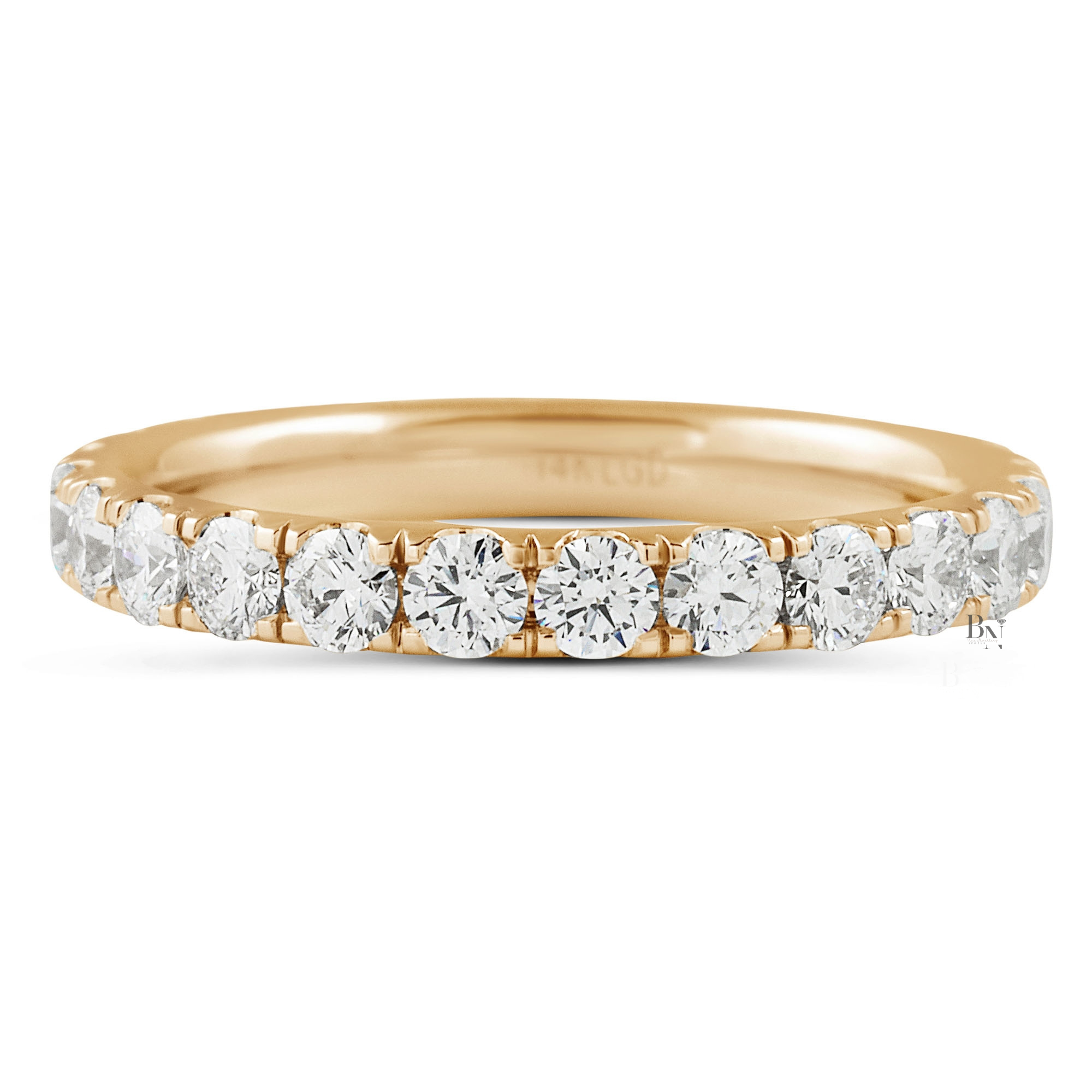 1.30ct Lab Grown Diamond Eternity Band, 14K Gold Pave Wedding Ring, 2.6mm Round Brilliant Anniversary