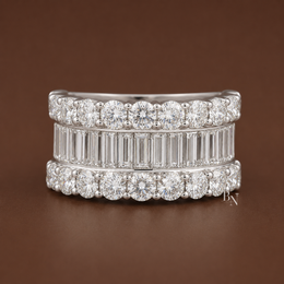 3.51ctw Baguette & Round Lab Grown Diamond Wedding Band, 10.6mm Wide Multi Row Statement Ring