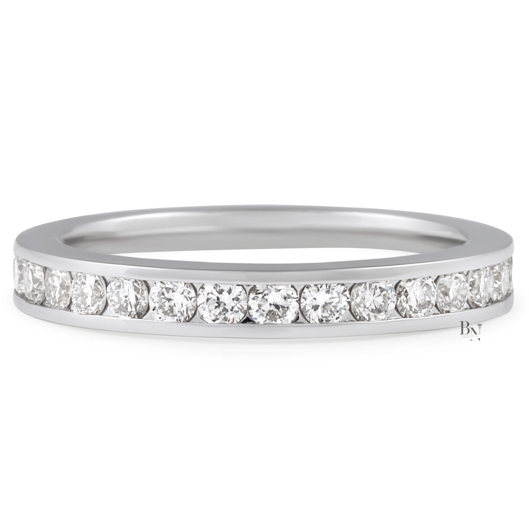 0.95ct Channel Set Lab Diamond Eternity Band, 14K Gold Round Brilliant Wedding Ring, 2.9mm