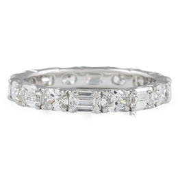 Alternating Oval and Emerald Lab Diamond Band, 2.00 CTW East West Eternity Ring
