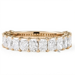 Radiant Cut Lab Diamond Wedding Band, 3/4 Eternity Anniversary Ring, 2.24 CTW Shared Prong