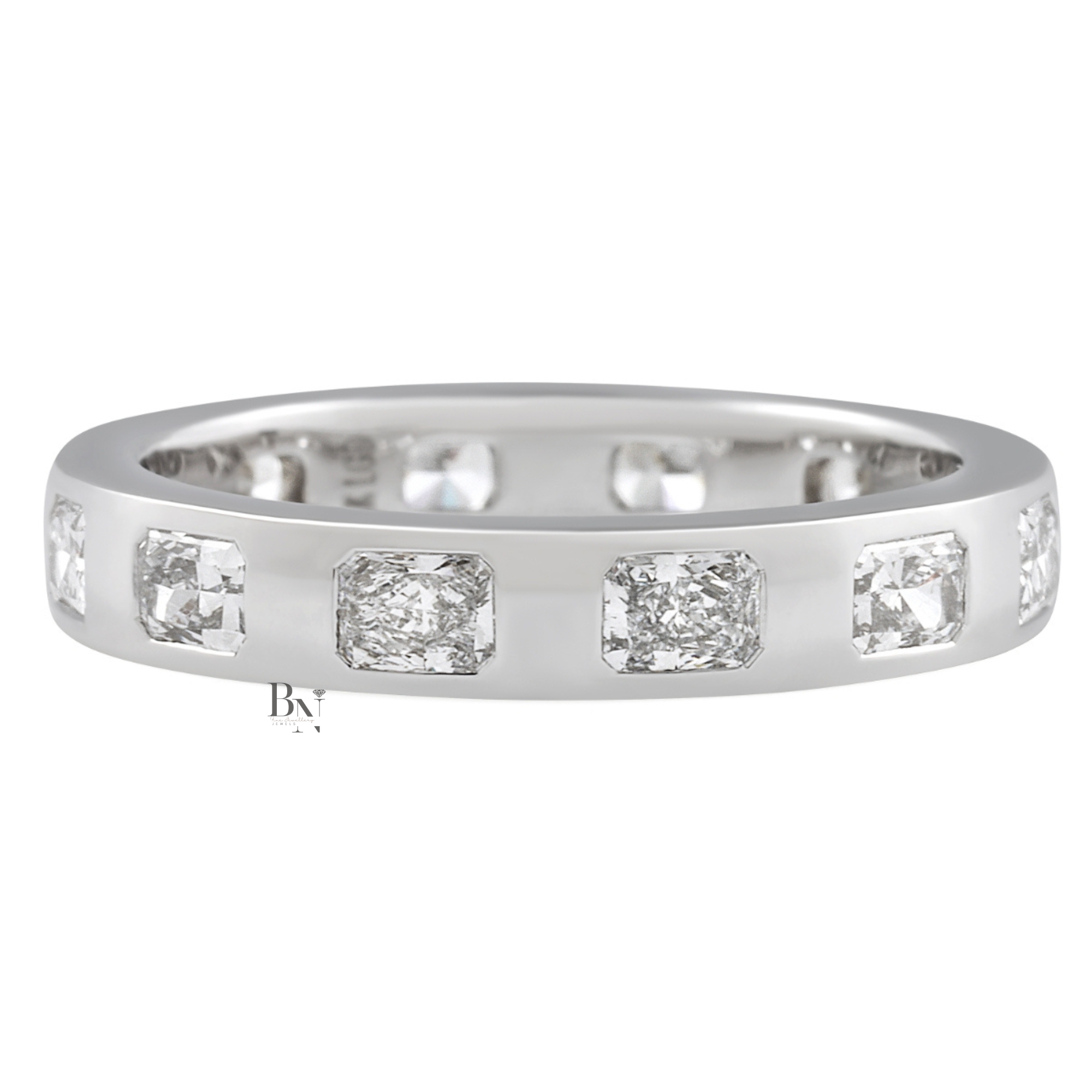Radiant Cut Lab Diamond Band, 1.20 CTW Flush Set Wedding Ring, 14K Gold Bridal Stacking Ring