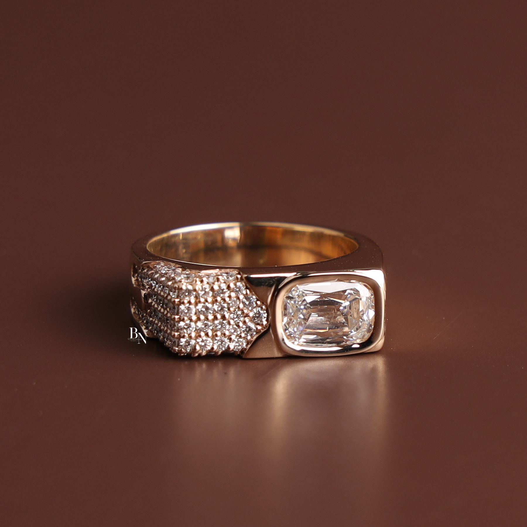 Mens Lab Grown Diamond Ring, Criss Cut Statement Ring, Gold Mens Ring, Hip Hop Luxury Jewelry