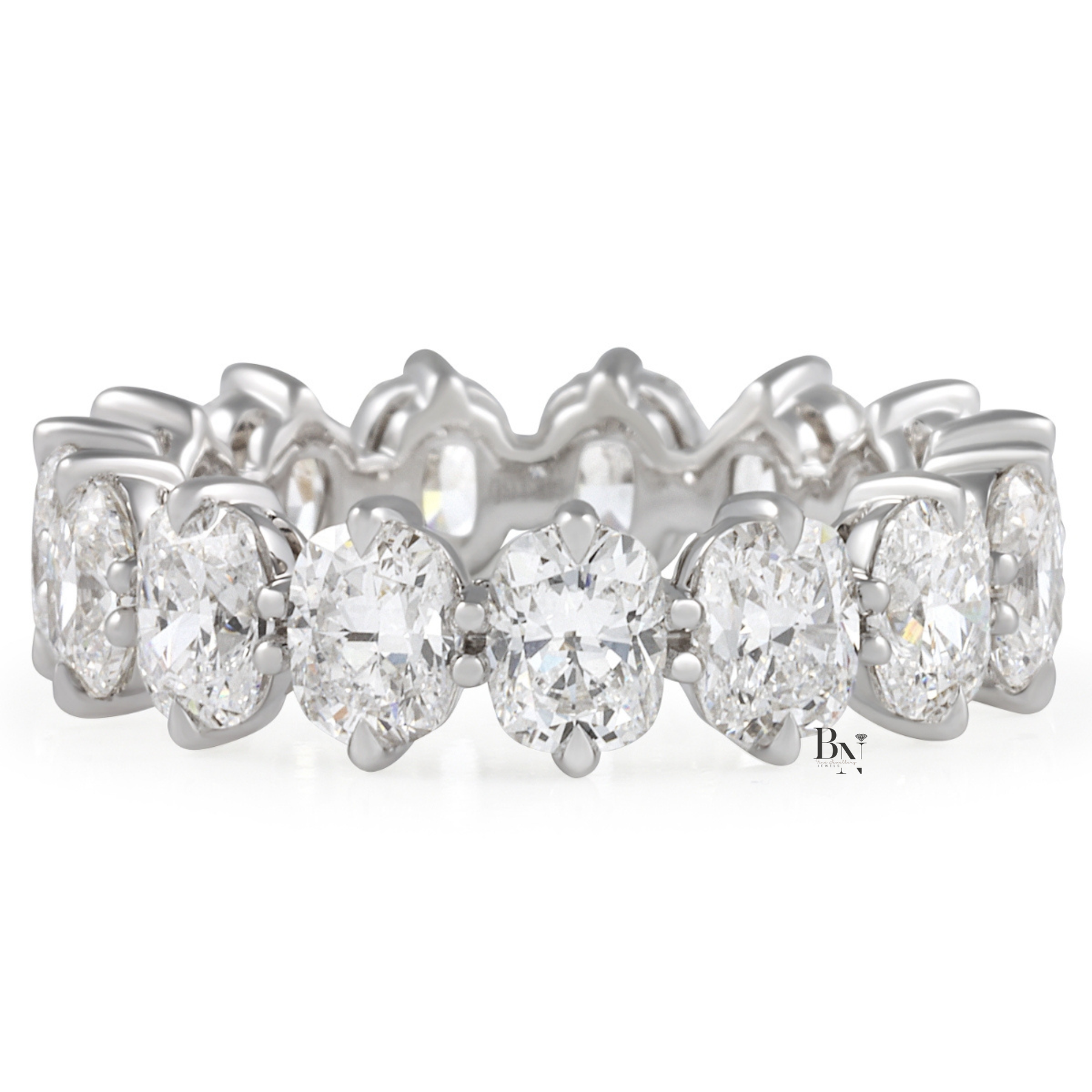 Elongated Cushion Lab Diamond Band, 4.60 CTW Compass Prong Eternity Ring, 14K Gold Bridal Stacking Ring