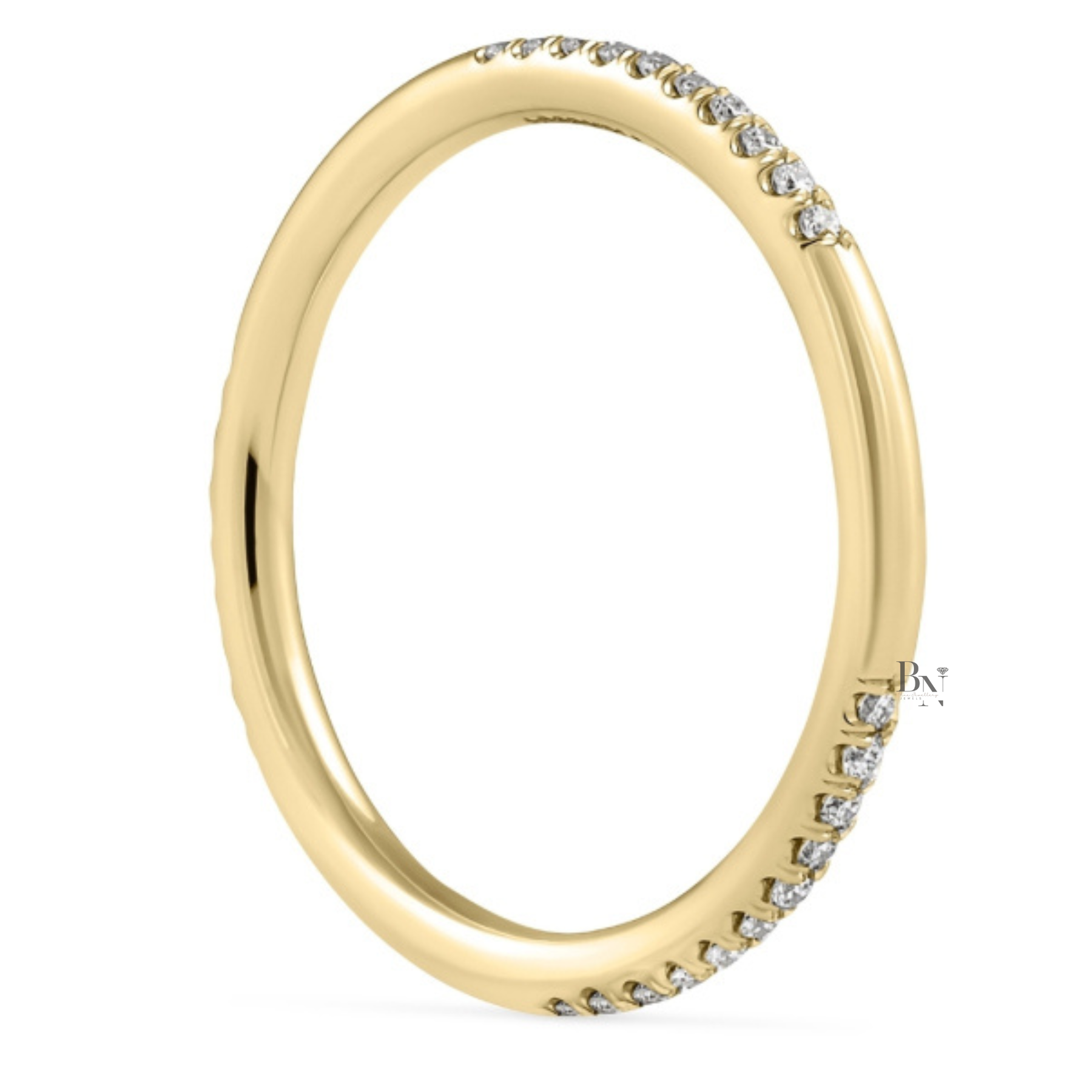 0.15CTW Lab Diamond Partial Pave Band, Minimalist 1.8mm Wedding Ring, Dainty Gold Stacking Ring