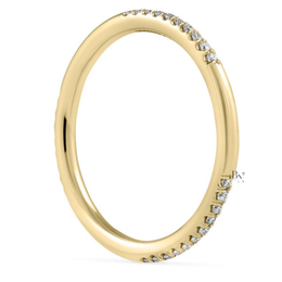 0.15CTW Lab Diamond Partial Pave Band, Minimalist 1.8mm Wedding Ring, Dainty Gold Stacking Ring