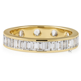 Baguette Cut Lab Diamond Band, 1.80 CTW Channel Set Eternity Ring, 14K Gold Bridal Stacking Ring
