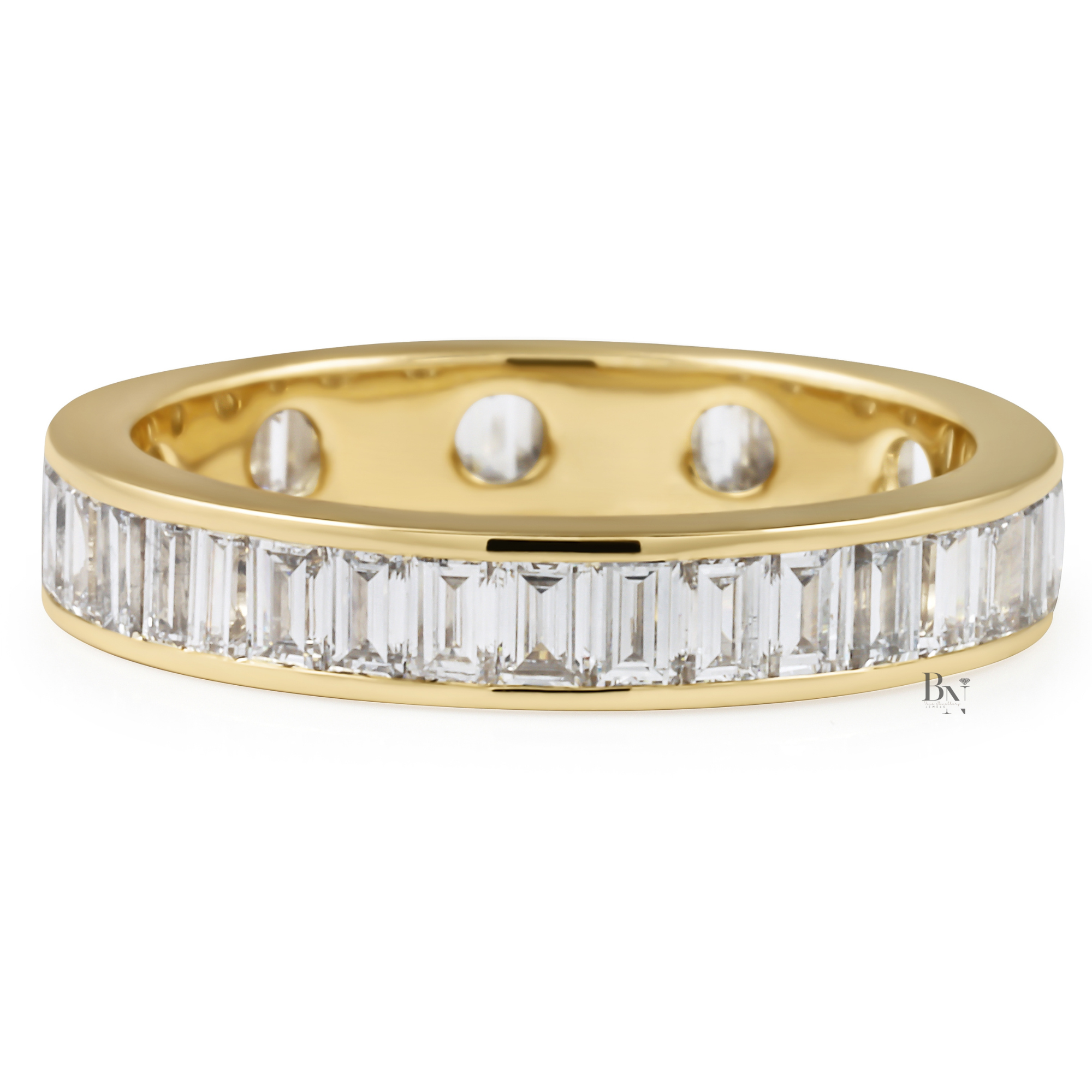 Baguette Cut Lab Diamond Band, 1.80 CTW Channel Set Eternity Ring, 14K Gold Bridal Stacking Ring