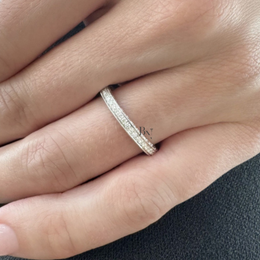 Art Deco Lab Grown Diamond Wedding Band, Engraved Milgrain Eternity Ring, 14K Gold Vintage Style Pave Stacking Ring (Copy)