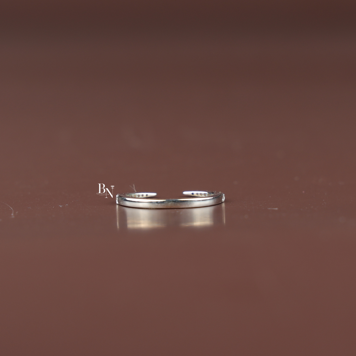 Open Lab-Grown Diamond Ring, Minimalist Stacking Gap Band, Delicate Pavé Diamond Ring