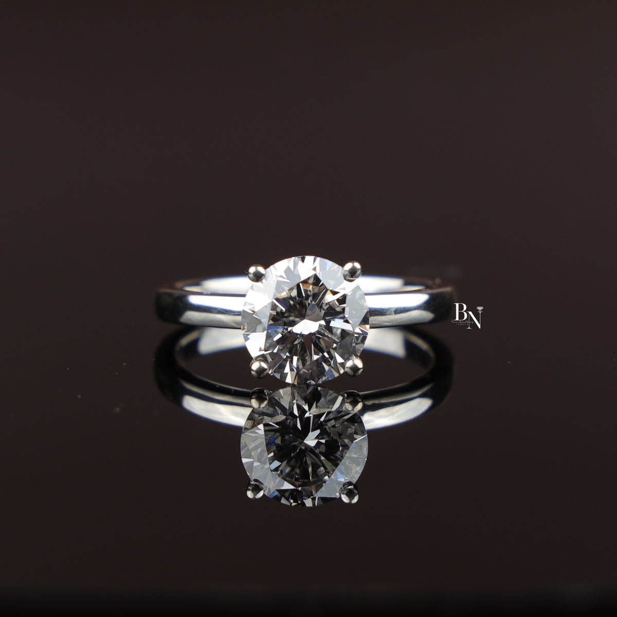 2ct Round Lab Grown Diamond Engagement Ring, 4 Prong Solitaire Ring, Classic Minimalist