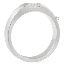 14K Gold Mens Lab Diamond Wedding Band, Matte Princess Cut Flush Set Ring, 5.2mm Minimalist Anniversary Band