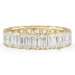 Emerald Cut Lab Diamond Full Eternity Band, 3.90 CTW U-Shape Wedding Ring, 14K Solid Gold