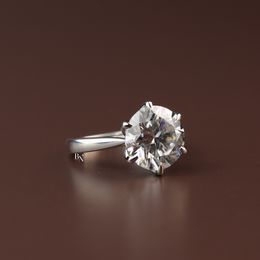 Round Cut Lab Grown Diamond Engagement Ring, 4 Carat Solitaire Ring, Six Prong White Gold Ring