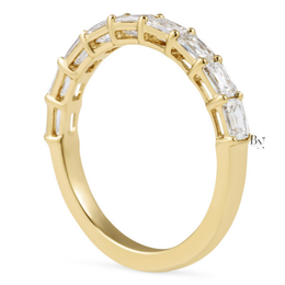 Criss Cut Lab Diamond Band, Shared Prong Wedding Ring, Gold Bridal Stacking Ring